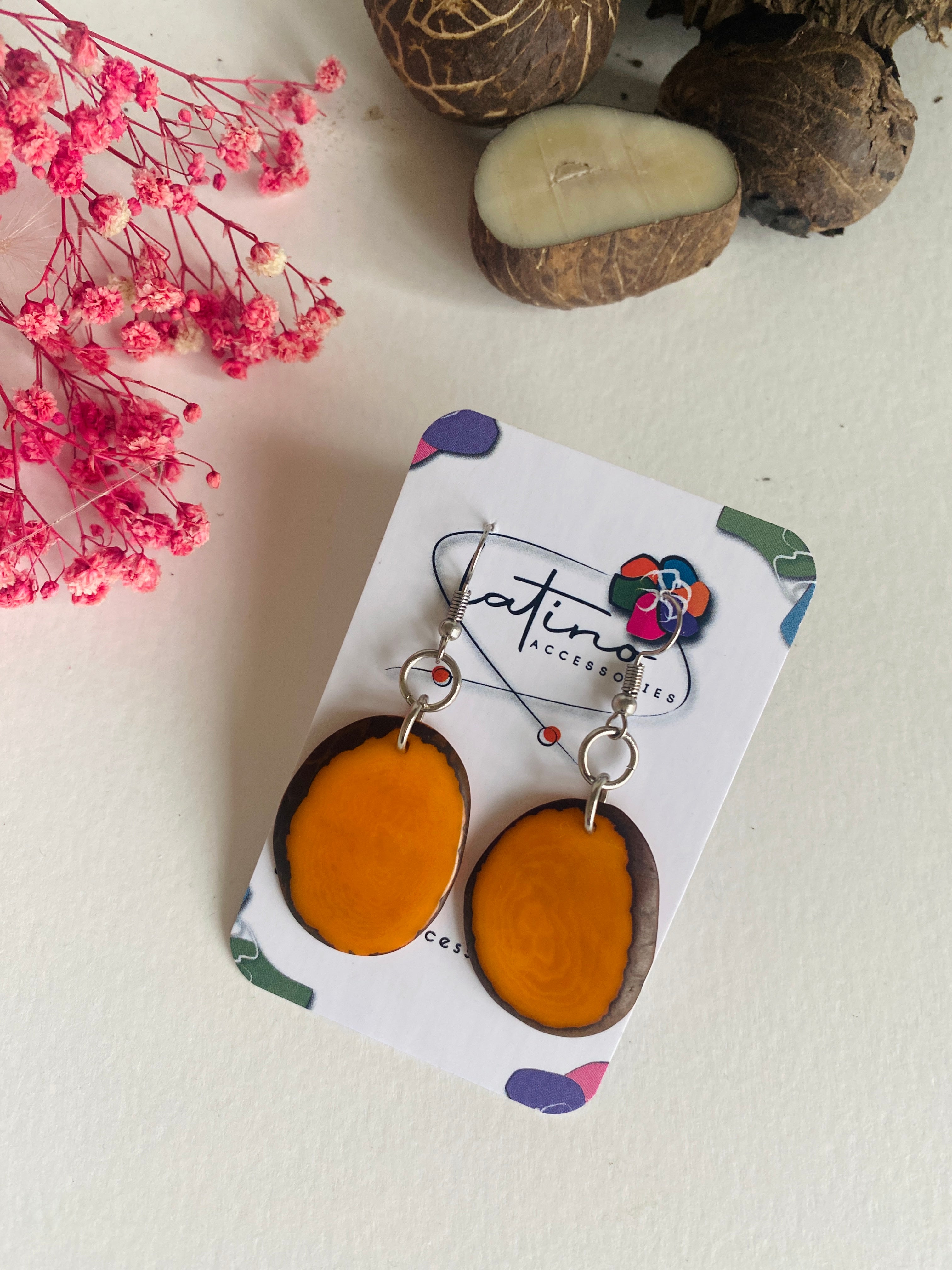 Tagua Earrings - Yellow